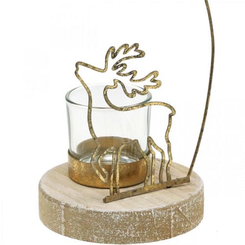 Prodotto Portacandelina renna e stella di Natale in metallo Ø10cm H24cm