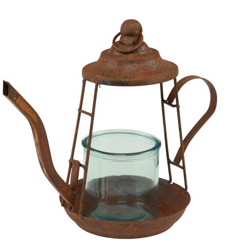 Prodotto Porta tealight lanterna in vetro ruggine teiera Ø13cm H22cm