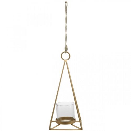 Floristik24 Lanterna appesa portacandele in oro da appendere 15×15×38 cm