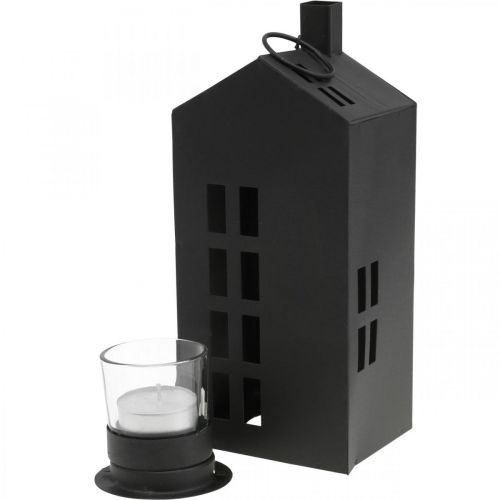 Floristik24 Lanterna casa, casa leggera metallo nero Ø4.4cm H22cm