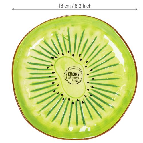 Prodotto Piatti rotondi in ceramica con motivo kiwi, adatti per tavolo da pranzo o cucina, 16 cm, 2 pezzi