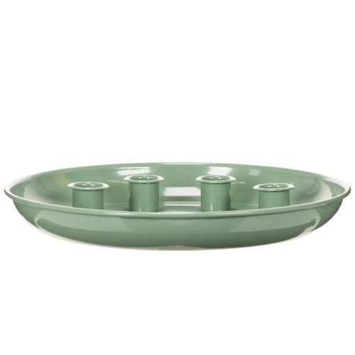 Piatto portacandele per corona d'Avvento verde con quattro portacandele, 24 cm | Floristik24.it