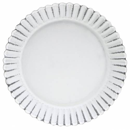 Floristik24 Piatto decorativo teglia in zinco bianco Ø15cm H2cm