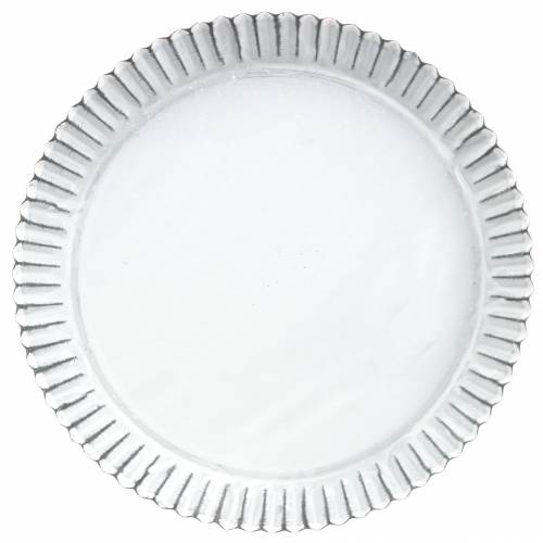 Floristik24 Piatto decorativo teglia bianco zinco Ø19,5cm H2cm