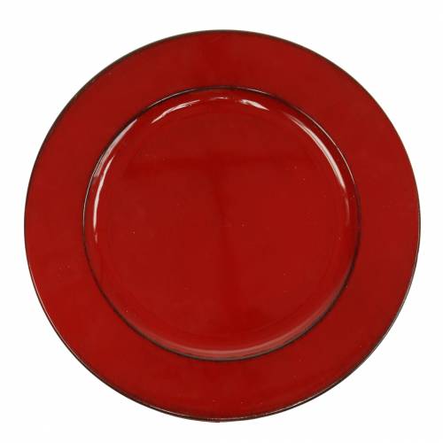 Piatto decorativo rosso/nero Ø22cm