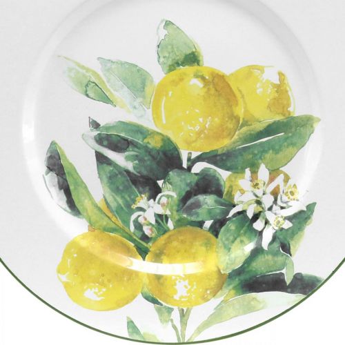 Prodotto Piatto decorativo, mediterraneo, piatto in metallo con ramo di limone Ø34cm