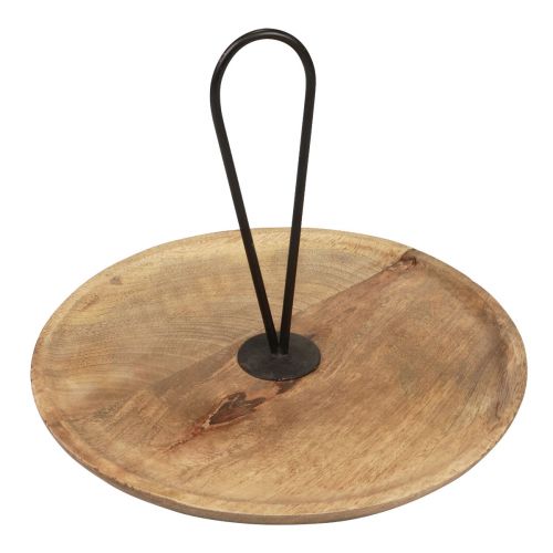Vassoio decorativo in legno Piatto decorativo in legno con manico Ø30cm H24cm