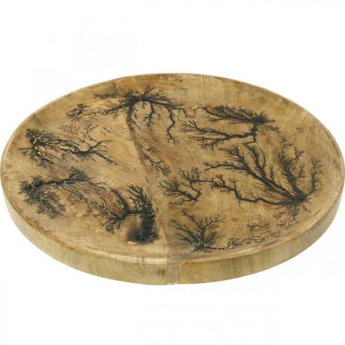 Prodotto Piatto decorativo legno natura, mango effetto craquelé oro Ø30