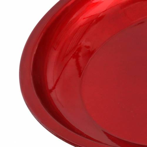 Prodotto Piatto decorativo in metallo rosso con effetto smaltato Ø23cm