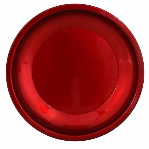 Prodotto Piatto decorativo in metallo rosso con effetto smalto Ø30cm