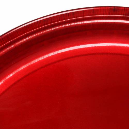 Prodotto Piatto decorativo in metallo rosso con effetto smalto Ø50cm