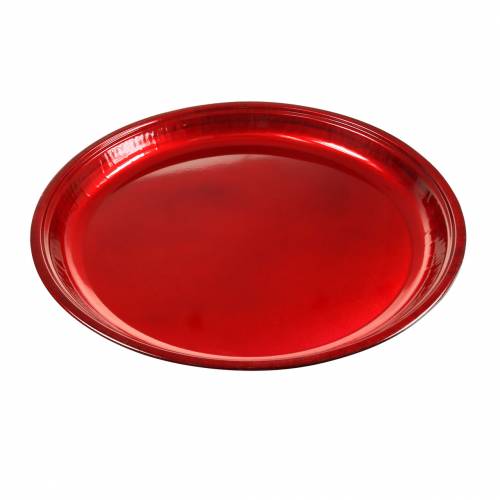 Floristik24 Piatto decorativo in metallo rosso con effetto smalto Ø50cm