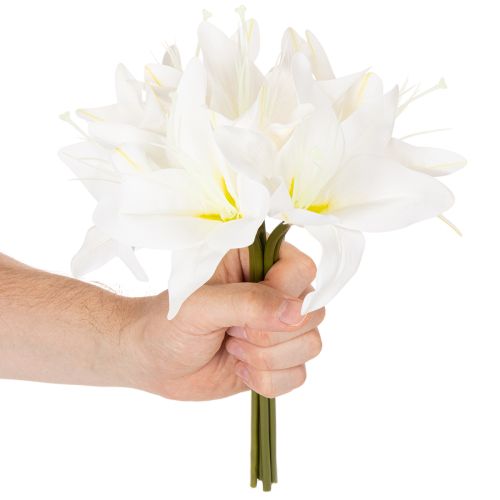 Fiori artificiali di giglio tigrato bianco per vasi e composizioni, mazzo da 6 pezzi da 29 cm. | Floristik24.it