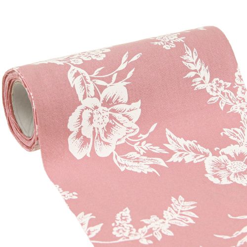 Runner da tavolo con motivo floreale in cotone rosa 15 cm 3 m