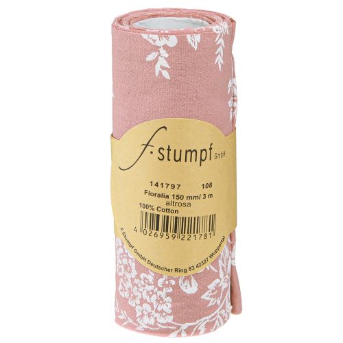 Prodotto Runner da tavolo con motivo floreale in cotone rosa 15 cm 3 m