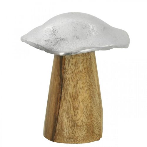 Floristik24 Decorazione da tavola deco fungo metallo legno fungo legno argento H10cm