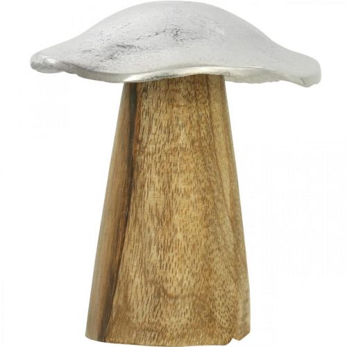 Floristik24 Decorazione da tavola deco fungo metallo legno fungo legno argento H10cm
