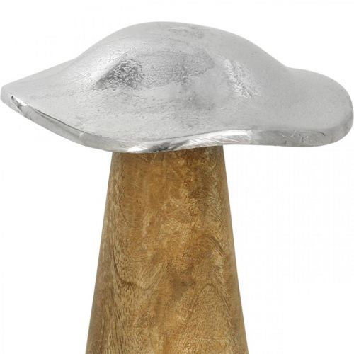 Prodotto Decorazione da tavola fungo decorativo in metallo legno argento fungo in legno H14cm