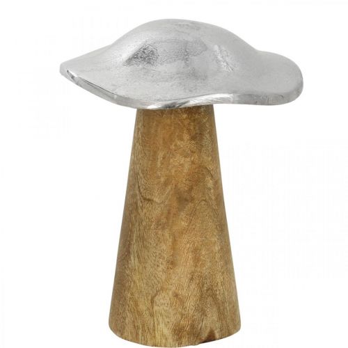 Floristik24 Decorazione da tavola fungo decorativo in metallo legno argento fungo in legno H14cm