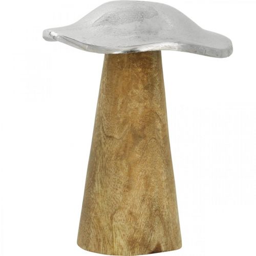 Prodotto Decorazione da tavola fungo decorativo in metallo legno argento fungo in legno H14cm