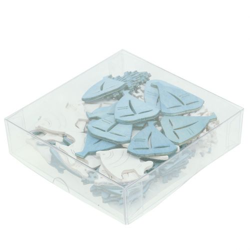 Floristik24 Decorazione da tavola pesce, corallo, barca azzurro-bianco 72 pz