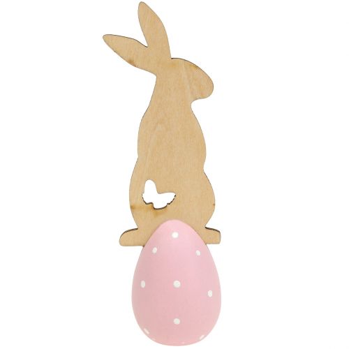 Floristik24 Decorazione da tavola Uovo di Pasqua con coniglio 9 cm - 12 cm 2 pezzi
