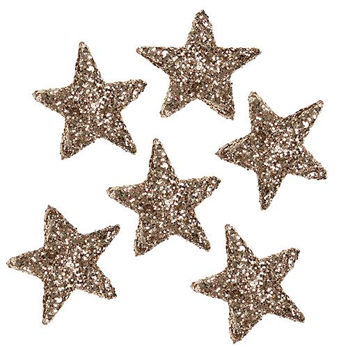 Floristik24 Star table top mica champagne 1,5cm 144pcs