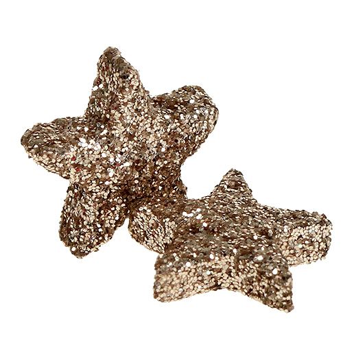 Floristik24 Star table top mica champagne 1,5cm 144pcs