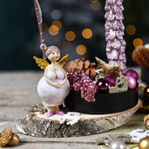 Floristik24 Decorazione da tavola angelo rosa decorazione figura Natale 4,5 × 3,5 × 9,5 cm 4 pezzi