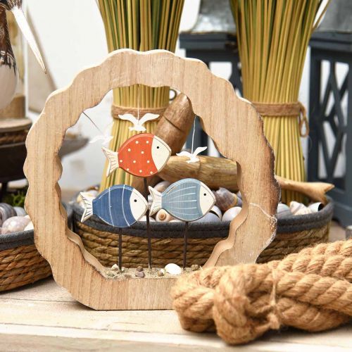 Prodotto Decorazione da tavola in legno di pesce da posizionare decoro marittimo blu, rosso Ø28cm
