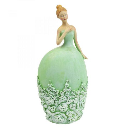 Decorazione da tavola decorazione primaverile figura donna vestito verde H20cm 2 pezzi