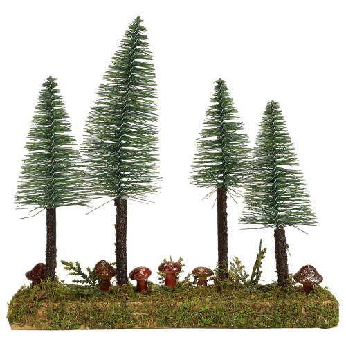 Floristik24 Decorazione da tavolo mini abeti base foresta di abete artificiale 30 cm