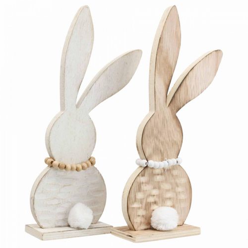 Floristik24 Decorazione da tavolo Supporto per coniglietto pasquale in legno bianco/naturale H27cm 2 pz