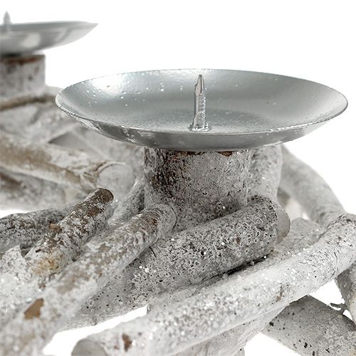 Floristik24 Corona da tavolo con candeliere Ø32cm imbiancato