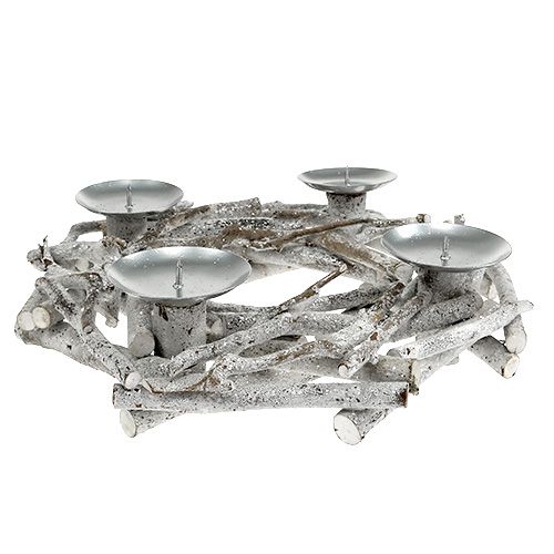 Floristik24 Corona da tavolo con candeliere Ø32cm imbiancato