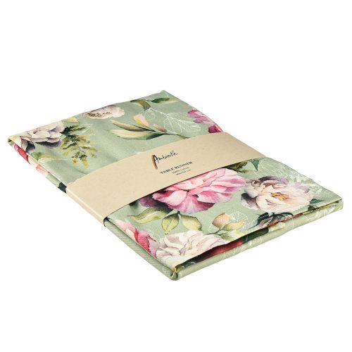 Floristik24 Runner da tavolo primavera peonia runner verde 40x150 cm