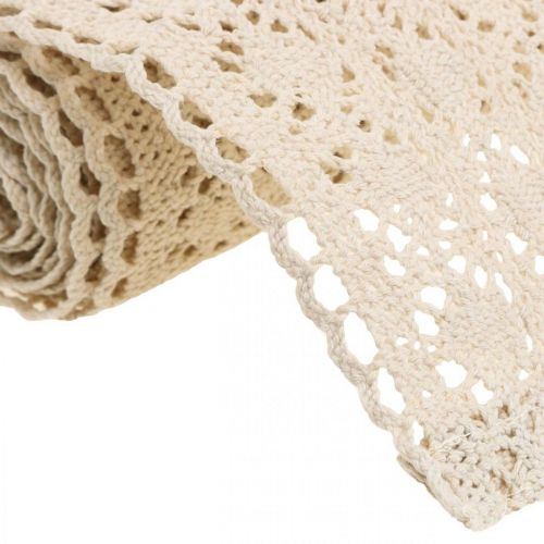 Floristik24 Runner da tavola in pizzo all'uncinetto natura 30 cm x 140 cm