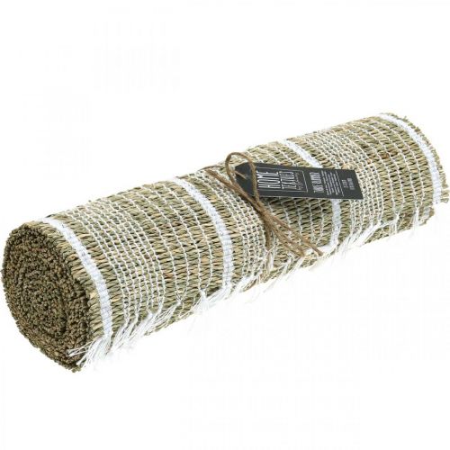 Floristik24 Runner da tavola seagrass naturale, bianco decorazione della tavola estate 35×220cm