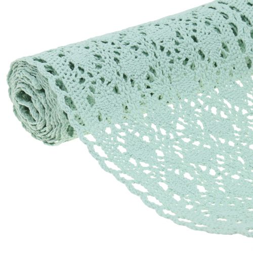 Floristik24 Runner da tavola Uncinetto in pizzo Verde menta 30 cm x 140 cm