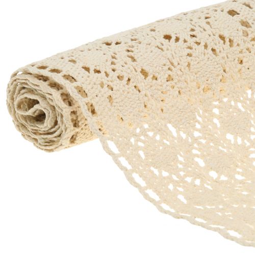 Floristik24 Runner da tavola in pizzo all'uncinetto natura 30 cm x 140 cm