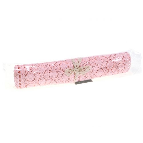 Floristik24 Runner da tavola all'uncinetto in pizzo rosa 30 cm x 140 cm