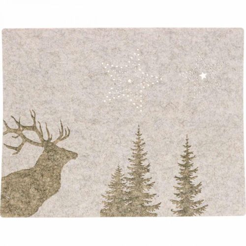 Prodotto Tovaglietta natalizia decorazione per la tavola in feltro marrone 45×35 cm 4pz