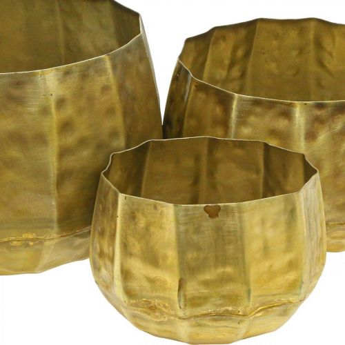 Prodotto Vaso da fiori decorativo in metallo ottone Ø22,5/18,5/14,5 cm set di 3
