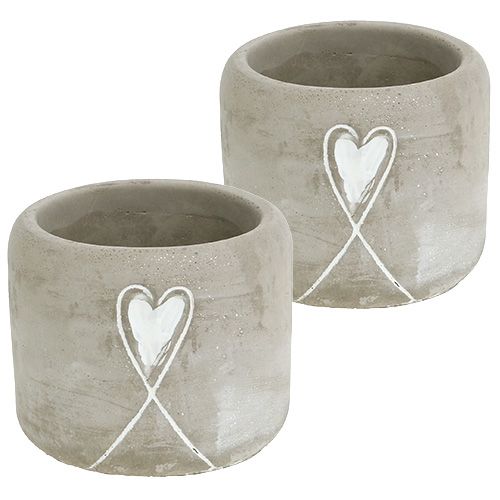 Floristik24 Vaso in cemento con cuore Ø8cm H7cm 6 pezzi