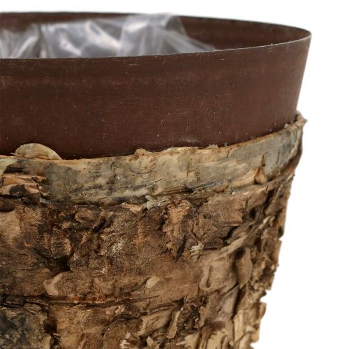 Floristik24 Pentola con betulla e metallo Ø17.5cm H16.5cm 1p