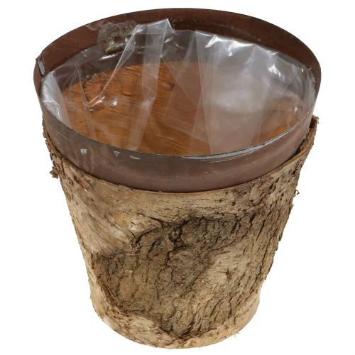 Floristik24 Pentola con betulla e metallo Ø17.5cm H16.5cm 1p