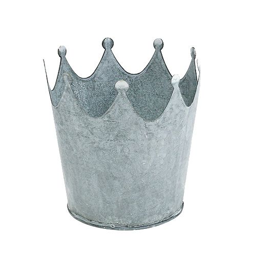 Floristik24 Corona di zinco Grigio lavato Ø10cm H9,5cm 6 pezzi