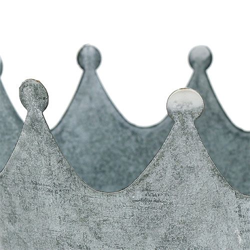 Floristik24 Corona di zinco Grigio lavato Ø10cm H9,5cm 6 pezzi
