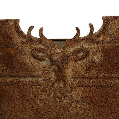Ciotola ovale in metallo con manici, decorazione a cervo, finitura ruggine, 36 cm | Floristik24.it