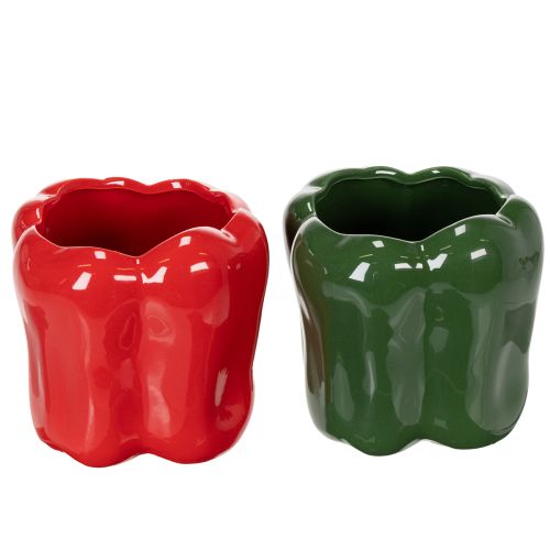 Floristik24 Fioriera in ceramica Paprika per l'arredamento moderno della cucina, adatta a qualsiasi stile di arredamento, 13 cm, 2 pezzi